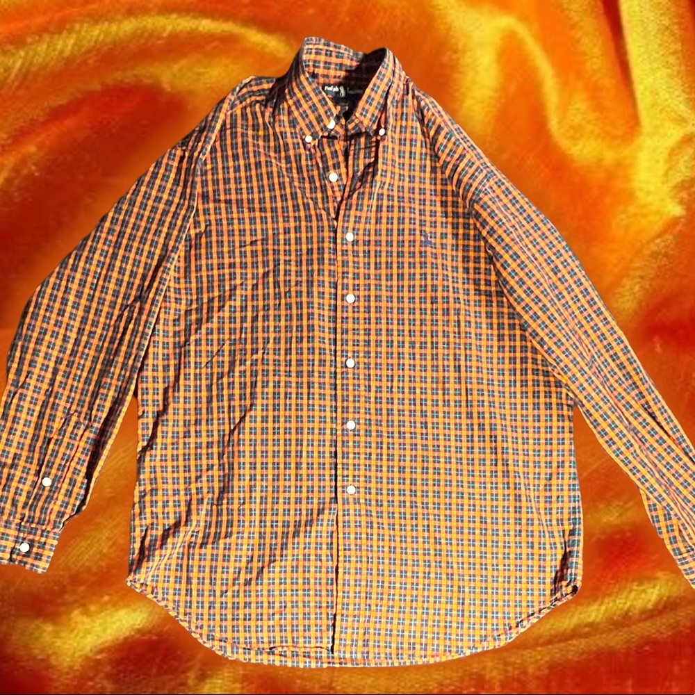 Orange and Green Plaid Top